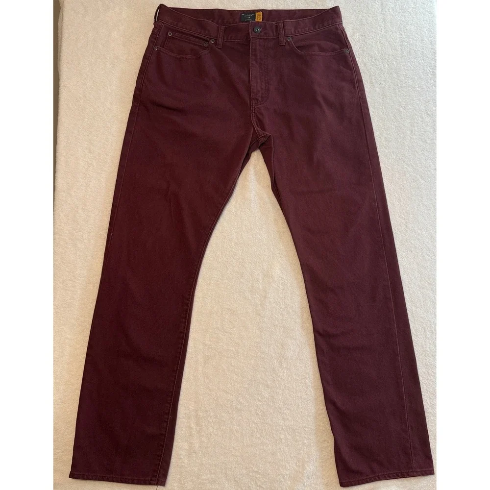J.Crew 770 Straight Fit Corduroy Pants Mens 34x32 Burgundy Maroon Cotton